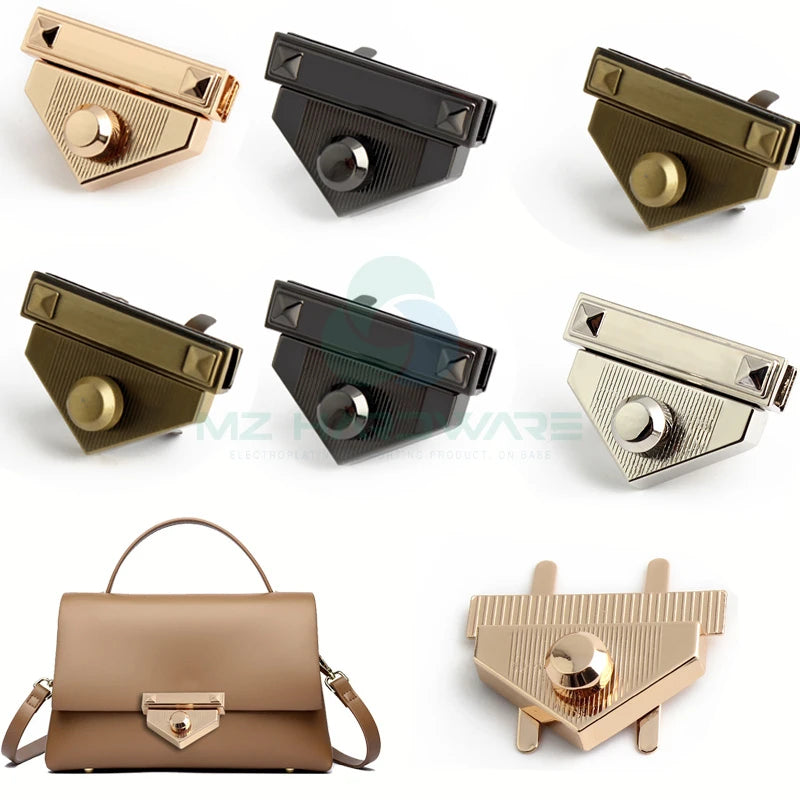 MZhardware Zinc Alloy Metal Bag Buckle Push Lock Spring Hook Replacement DIY Wallet Making Hardware Knitting Bag Tools Lock Type