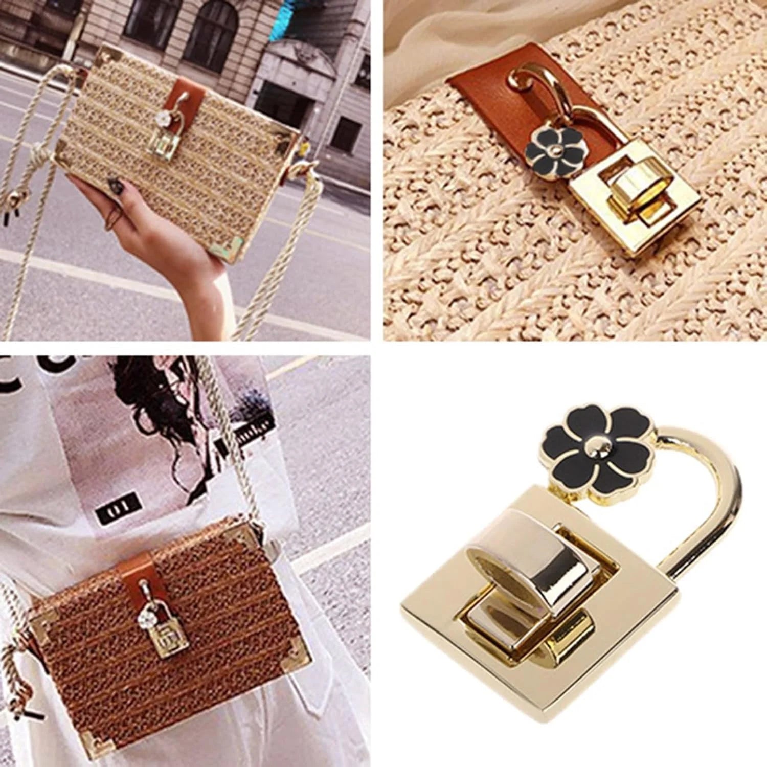 Wholesale Custom Zinc Alloy Metal Flower Locks Turn Locks Leather Bags Luggage Ring Buckle Accessories Handbag Metal Turn Locks
