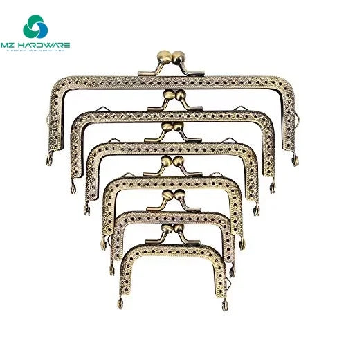 MZ Fashionable Zinc Alloy Kiss Lock Bag Clutch Handle with Strap Buckle Ring Hook Tag Handbag Hardware Accessories