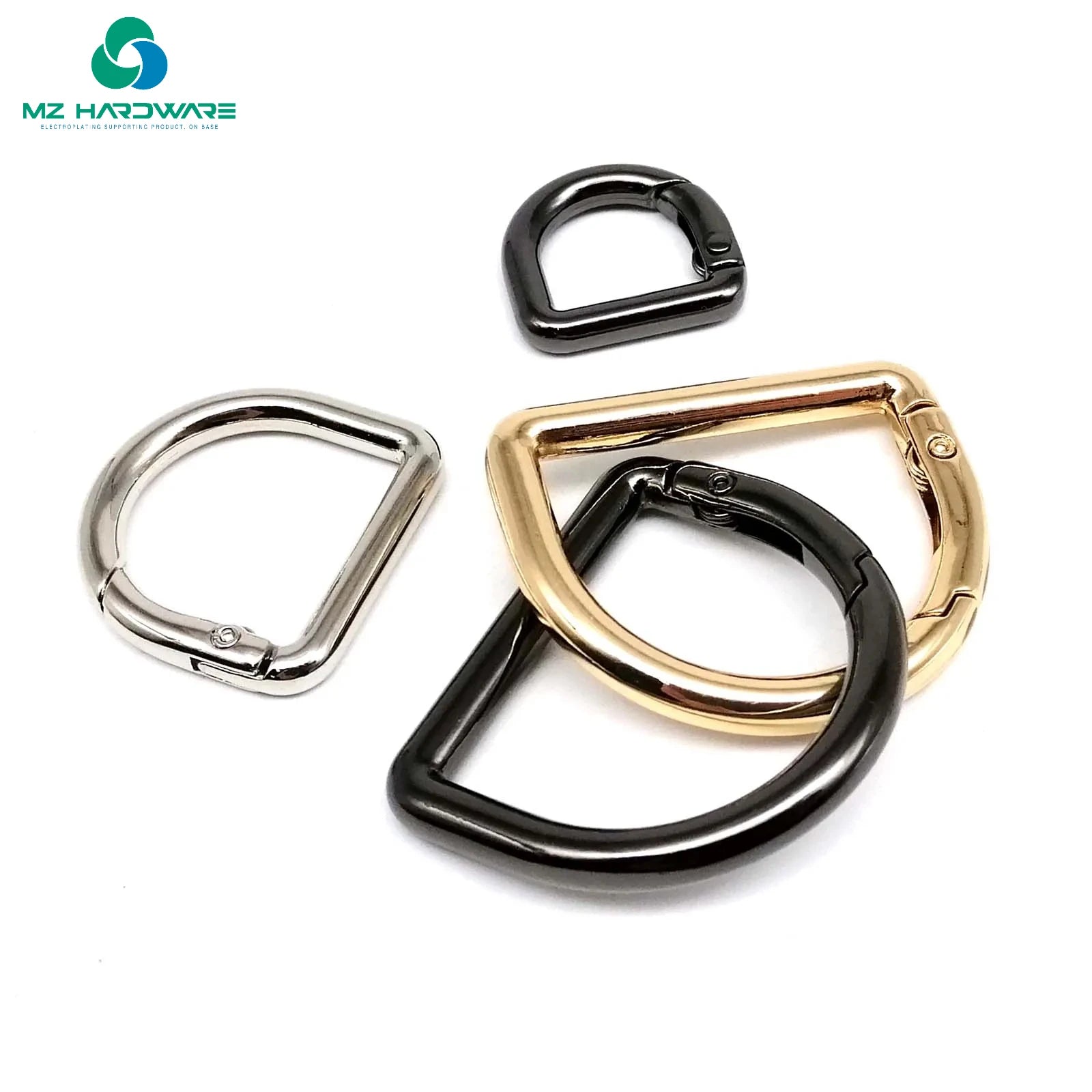 MZ D-shaped Spring Ring Open Buckle Carabiner Snap Clip Hook for Leather Bag Handbag Belt Strap Connector Key Dog Chain Findings