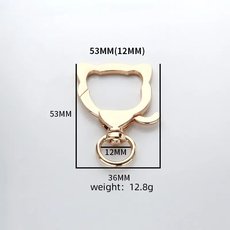 MZ Cute Metal Cat Shape Keychain Zinc Plating Lobster Clasp Swivel Snap Hook Spring Ring Carabiner Bag Parts Hardware