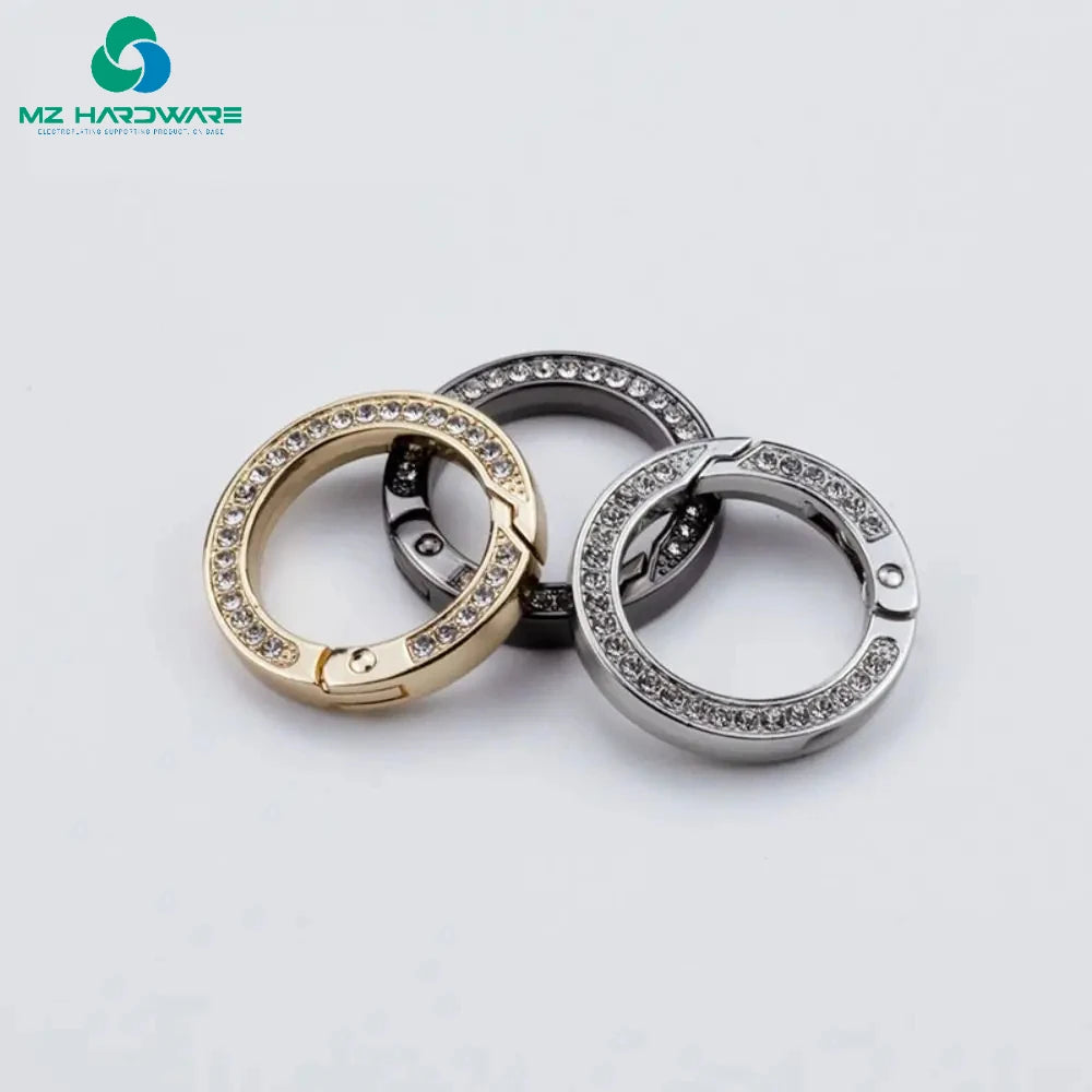 MZhardware O Ring Keyring With Diamonds Metal Spring for Keychain Pendant Bag Key Accessories Jewelry Making Supplies Charm