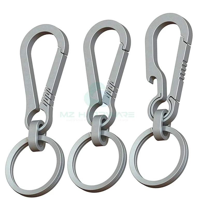 MZ Titanium Small Carabiner Keychain Quick Release Key Holder with Bottle Opener Anti-Lost DIY Bag Accessory