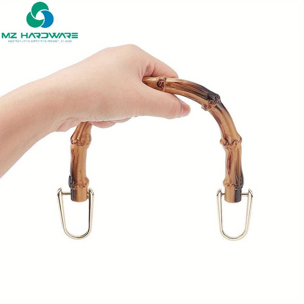 MZhardware DIY Special Purse Replacement Parts Wooden Bag Handle with Alloy U-Shaped Rings Wallet Making Accessories