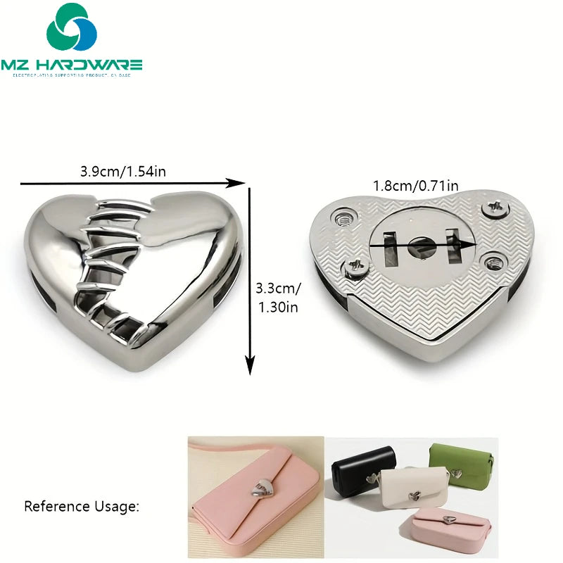 MZhardware Magnetic Peach Heart Decorative Buckle Hollow Heart DIY Bag Hardware Lock Button Love Split Love Buckle Magnetic