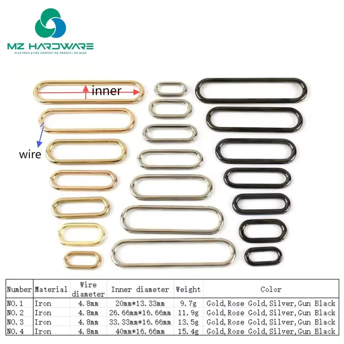 Iron Oval Buckle 4.8 Wire Diameter Eco-Friendly Stylish Accessories for Bags Metal Accessories 100 Pieces Per Pack