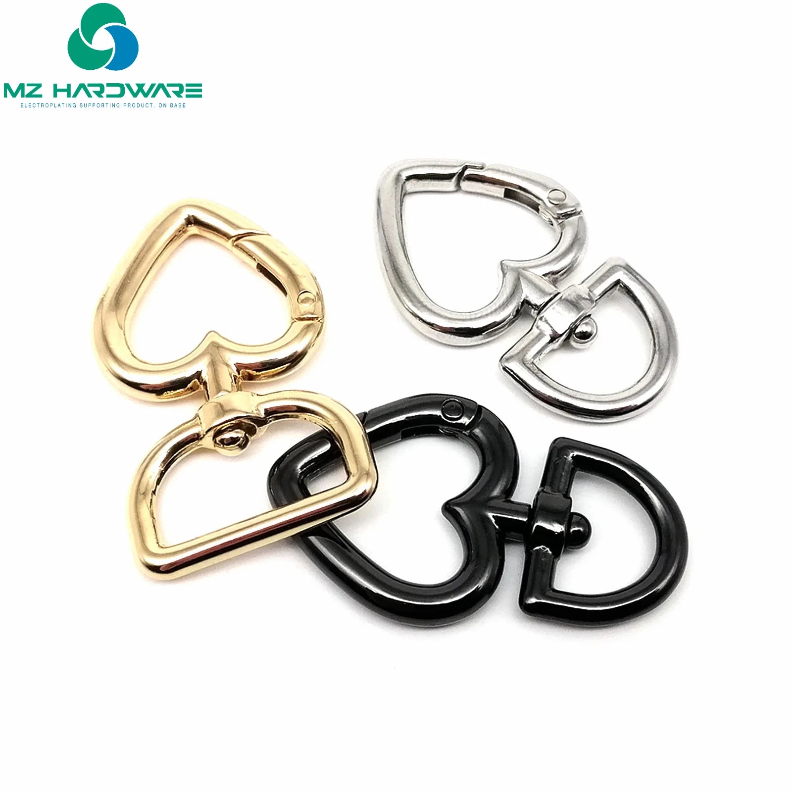 Peach Heart Shape Key Findings Snap Clasp Trigger Hook Carabiner Spring Open O Belt Strap Buckle Leather Bag Handbag Accessories