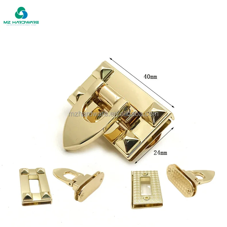 MZhardware Luxury Metal Bag Lock Handbag Hardware Turn Lock with Flip Clasp Practical and Stylish Bag Accessories