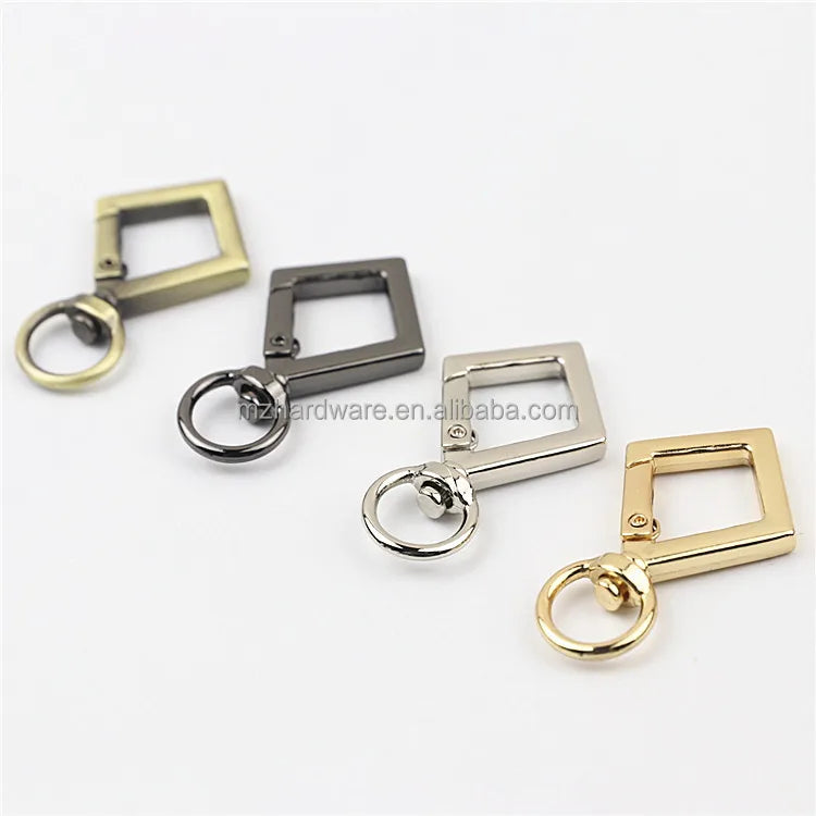 MZ High Quality Zinc Alloy Square Shape Metal Key Ring Spring Gate for Handbag Accessories