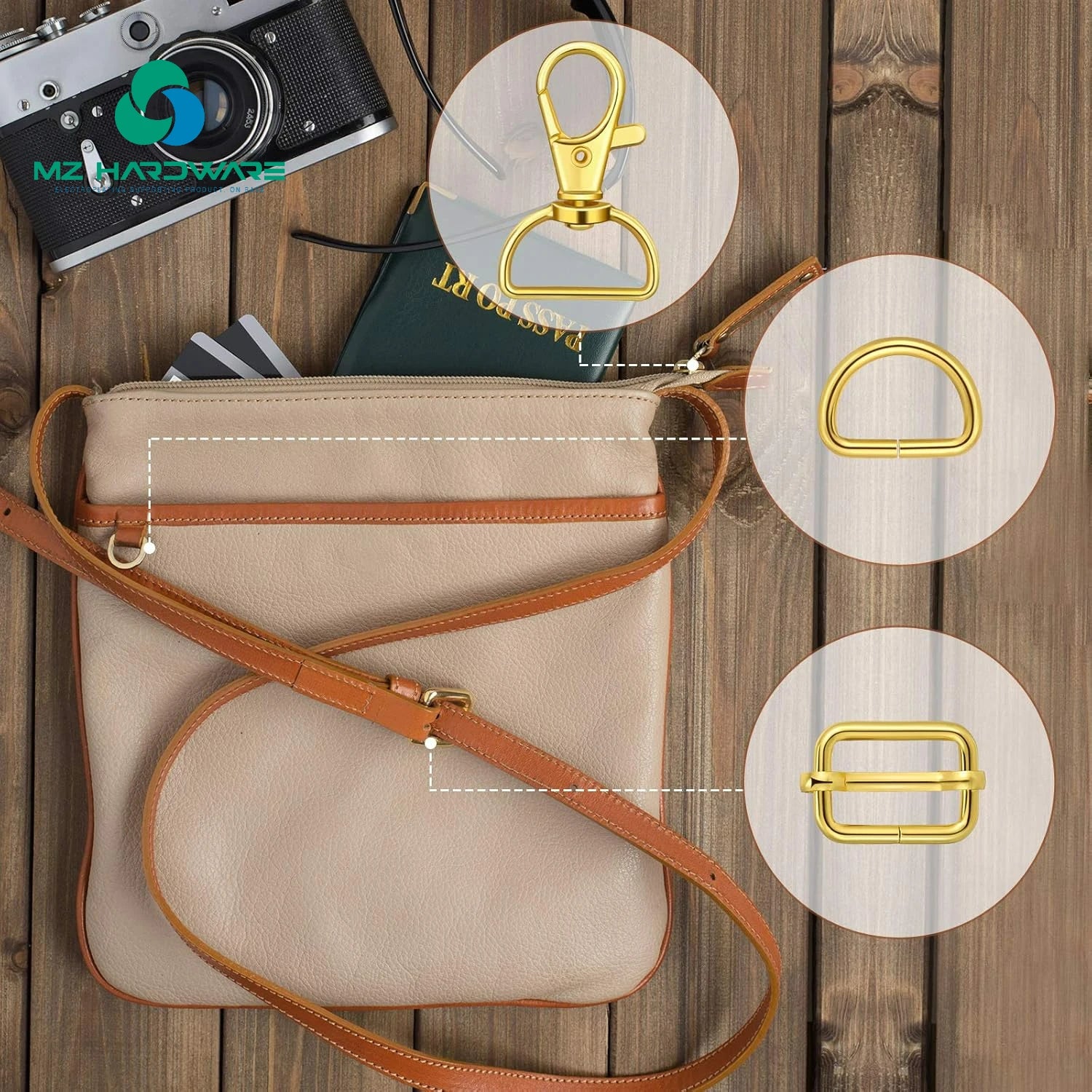 MZ Factory Wholesale D Rings for Purse Bag Hardware Purse Hardware for Bag Making Buckles Craft (Mixed Color,25 Mm)