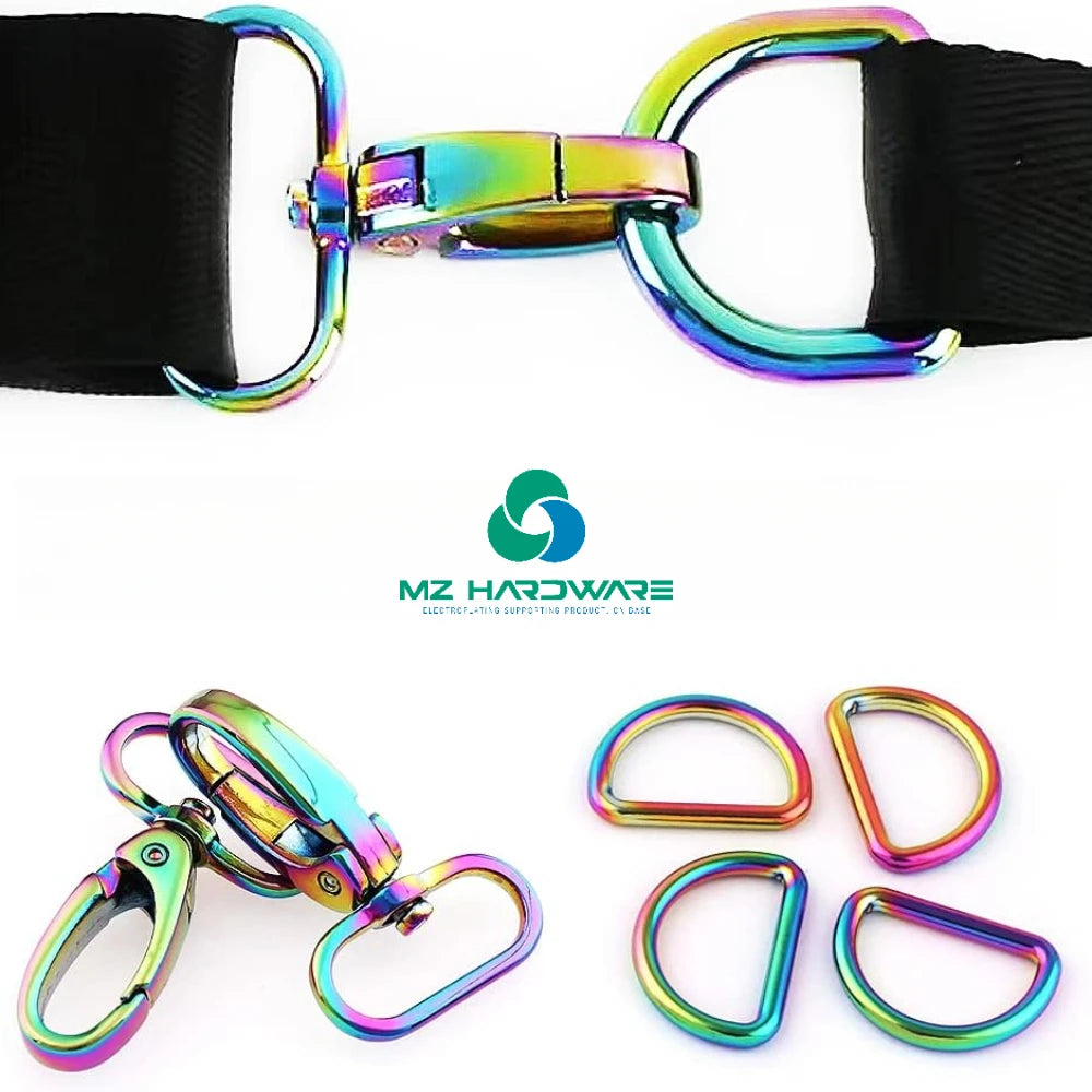 Stainless Steel Swivel Clasps D-Ring Buckles Rotating Lobster Clasp 25mm Mixed Color Hardware for Dog Collars