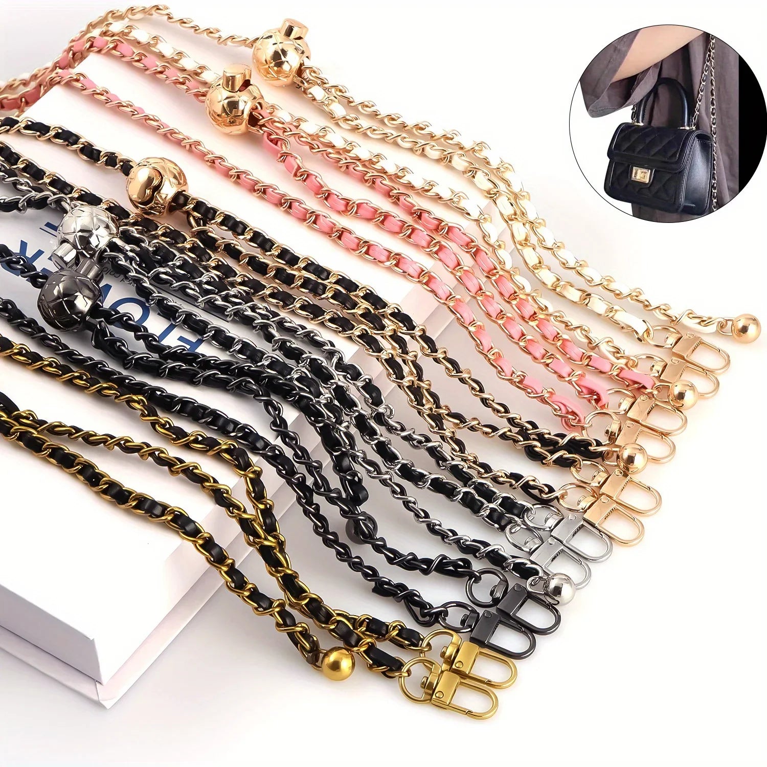 MZhardware Factory Sell Bag Chain Accessories Fashion Style Bag Shoulder Strap Metal Crossbody Bag Strap With Different Colors