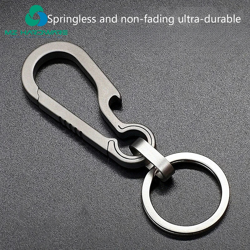 MZ Titanium Small Carabiner Keychain Quick Release Key Holder with Bottle Opener Anti-Lost DIY Bag Accessory