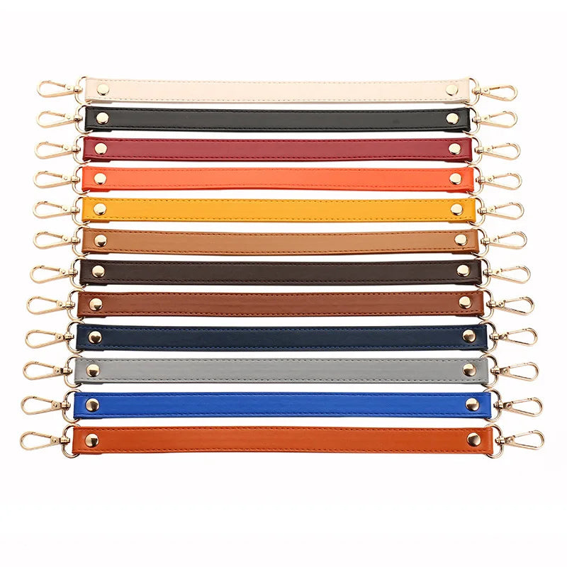 Leather Bag Strap Wholesale Metal Chain Bag Accessories Solid Color PU Leather Portable Leather Belt Short Strap for Handbag
