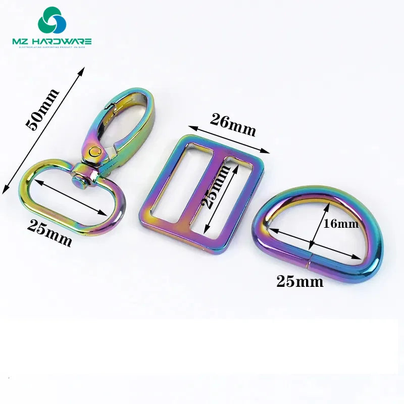 Rainbow Metal Swivel Claw Clasps,Dog Collar Hardware Adjuster Backpack Buckles Webbing Purse Hardware d Ring Belt