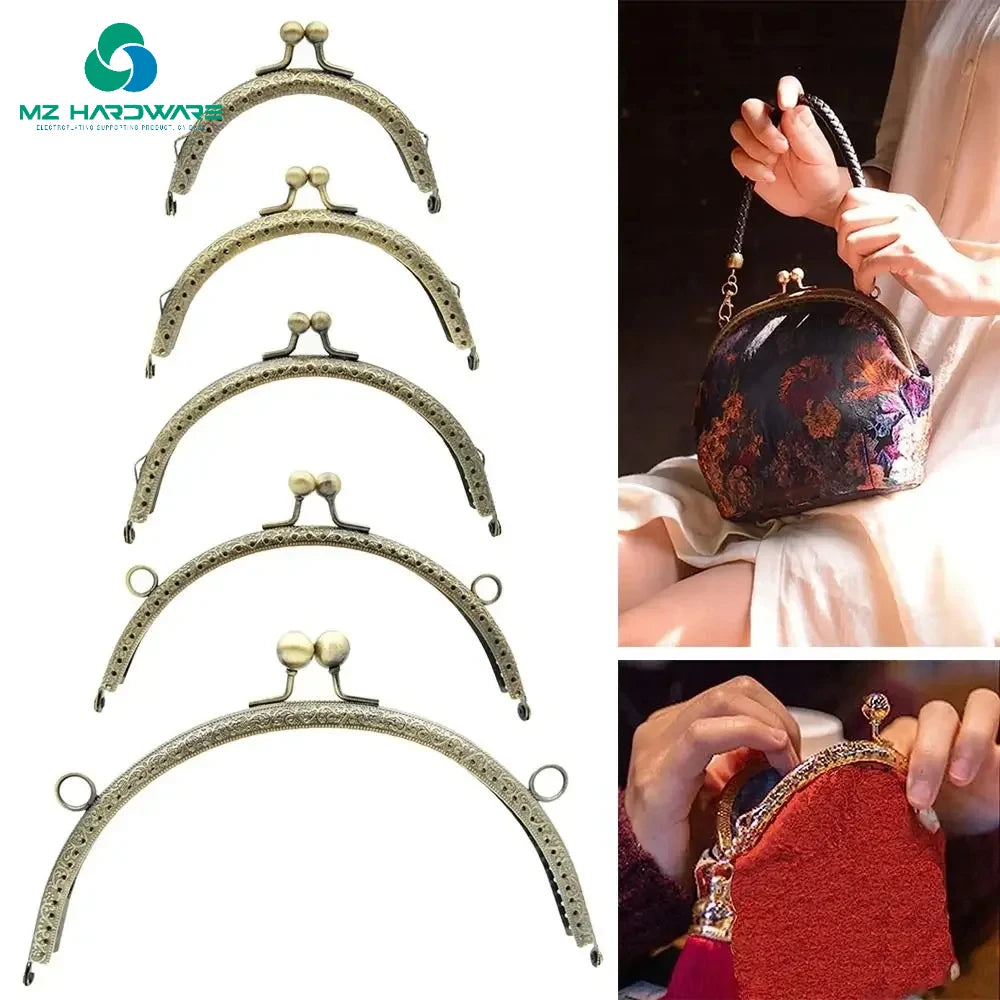 MZhardware Bronze Kiss Clasp Lock Arch Sape Coin Bag Clasp for DIY Coin Bag Handle Sewing Craft Color Purse Clasp Frame