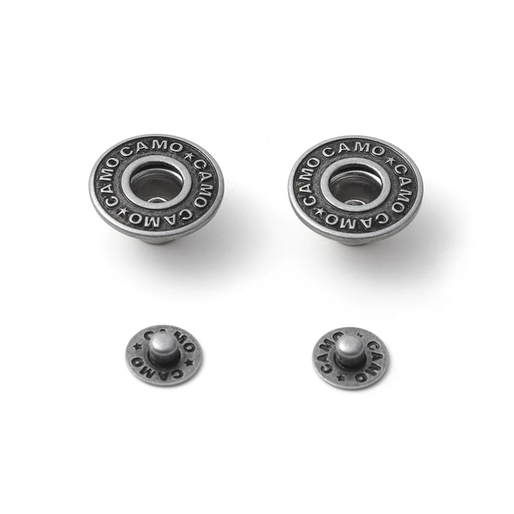 Richbutton 17 Mm Copper Nickle Sliver Double Prong Brass Jeans Rivets Open Cap Metal Button for Jeans