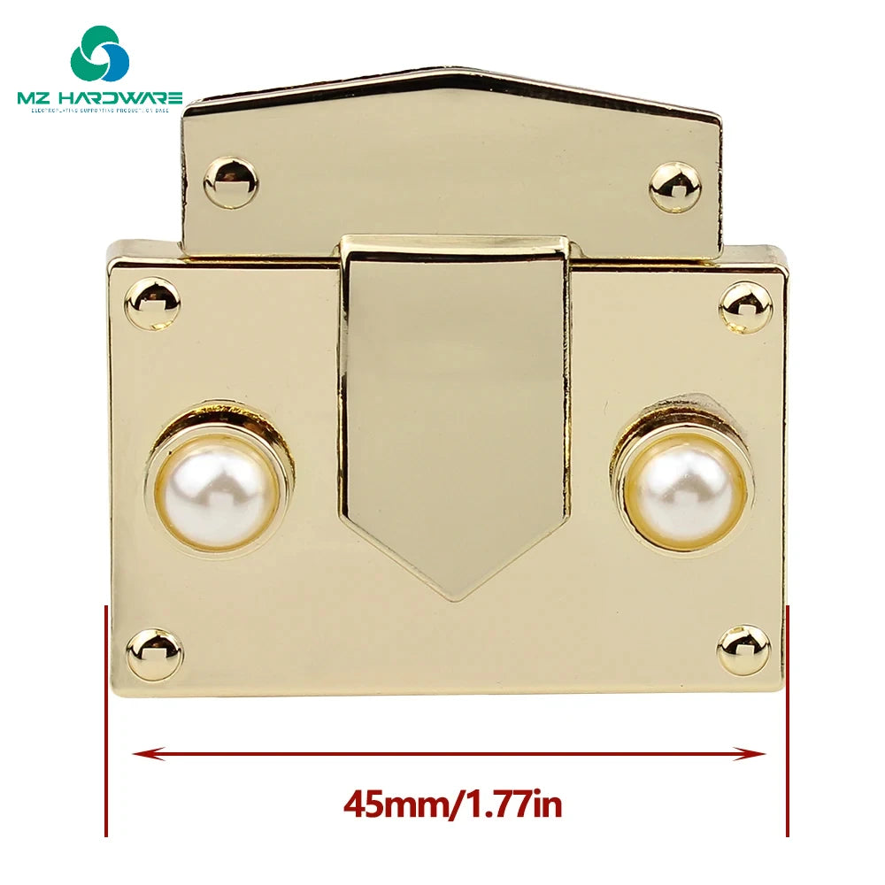 MZhardware Luxury Zinc Twist Lock Pearl Decorate Dual Metal Press Operate Clasps Handbag Hardware for Leather Bag DIY Handbag