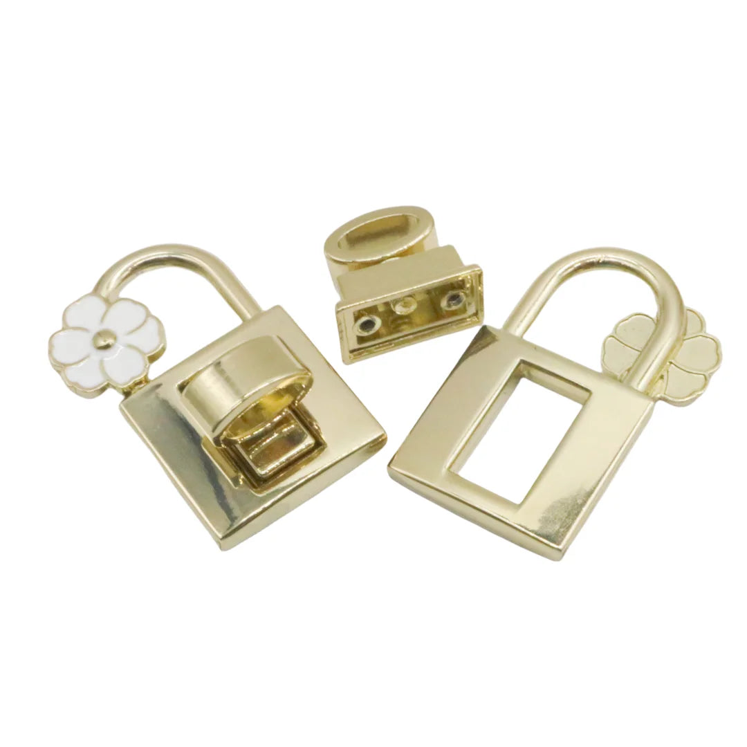 Wholesale Custom Zinc Alloy Metal Flower Locks Turn Locks Leather Bags Luggage Ring Buckle Accessories Handbag Metal Turn Locks