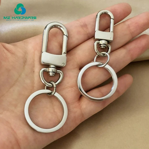 MZhardware High Quality Metal Snap Hook Swivel Clip with Keyring Polished Lobster Clasp and Steel Key Ring for Gift Keychain