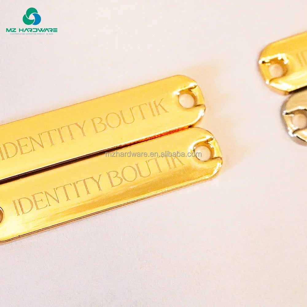 MZhardware Custom Brand Logo/Size Wholesale Clothing Tag Accessories Engraved Sewing Bag Labels for Handbags Garment Metal ISO