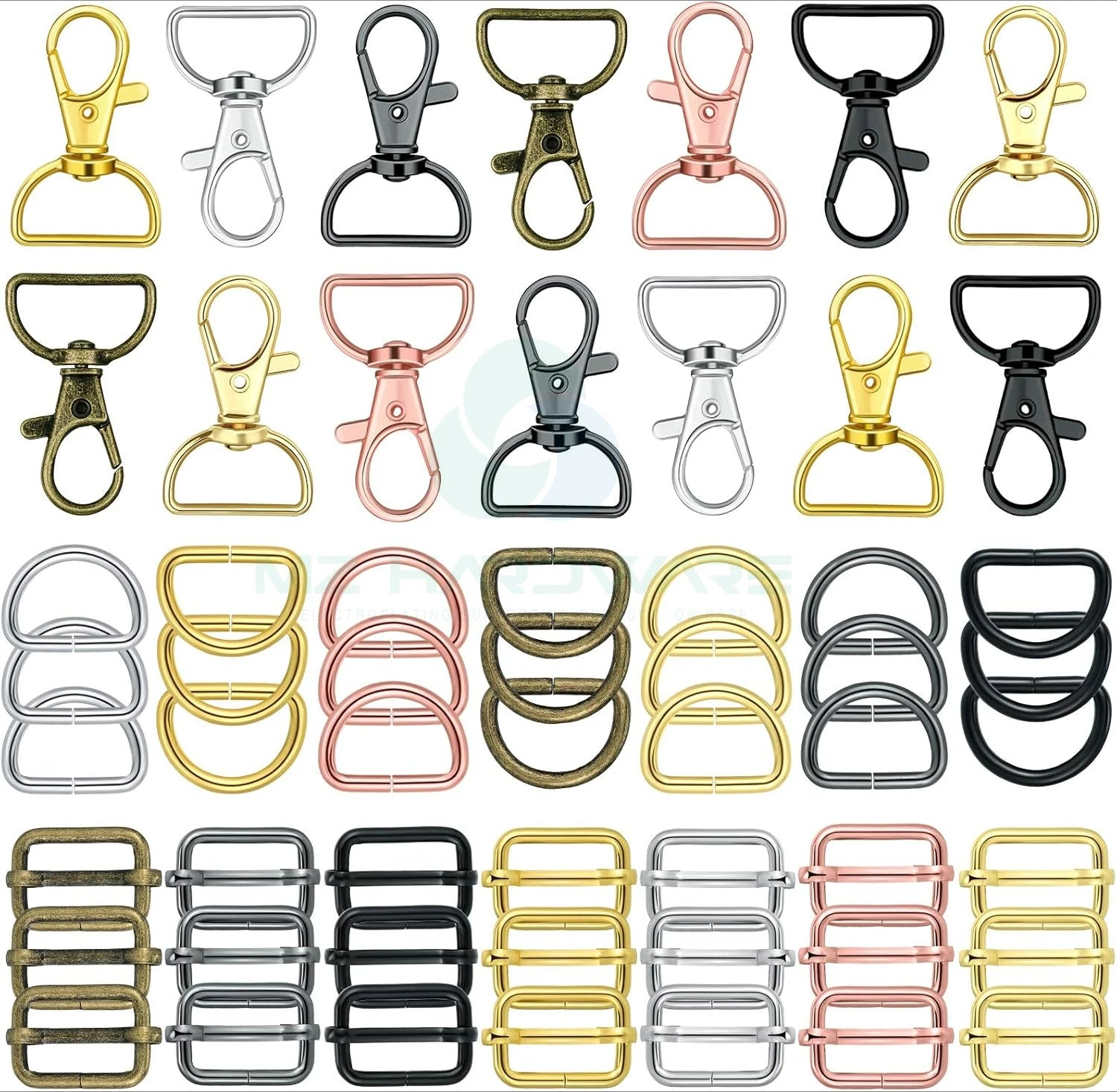 MZ Factory Wholesale D Rings for Purse Bag Hardware Purse Hardware for Bag Making Buckles Craft (Mixed Color,25 Mm)