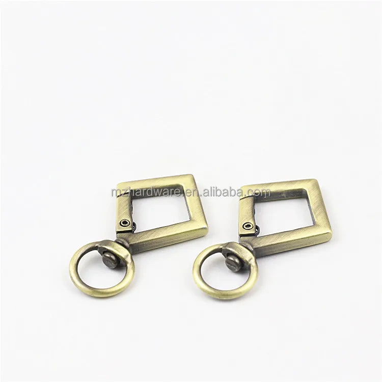 MZ High Quality Zinc Alloy Square Shape Metal Key Ring Spring Gate for Handbag Accessories