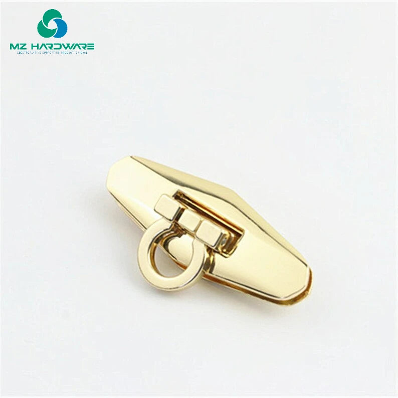 MZhardware High Quality Gold Die-casting Twist Lock Buckle Oval Lock for Luxury Leather Bags and DIY Handmade Bags