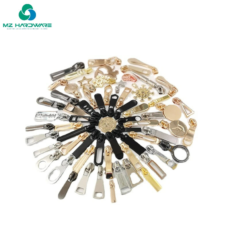 MZ Customize Metal Zipper Puller Light Gold Zipper Pull 5# Long Brand Pull for Clothing Luggage Special Bag Parts Accessories