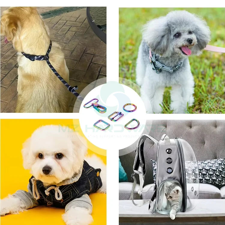 MZ Engraved(adjust Buckle+metal  Buckle+D Buckle+P Clasp)DIY Dog Collar Webbing Sewing Accessory Buckle 8 Colours 4 Sizes