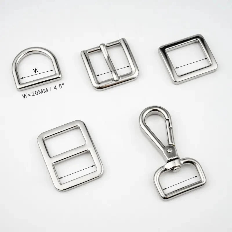 High Quality Metal Slide Adjuster Buckle Hardware Bag Strap Adjustment Side Release Buckle Stainless Steel D Rings for Handbags