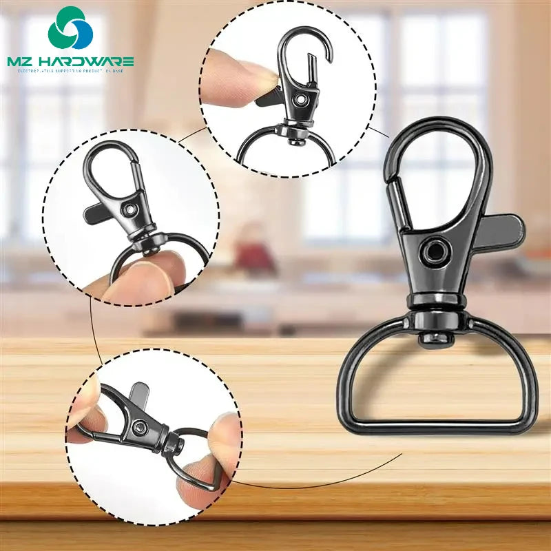 MZhardware Swivel Clasps with D Rings Lanyard Snap Hooks Keychain Clip Hook Metal Lobster Claw Clasps for Rings Crafting Sewing