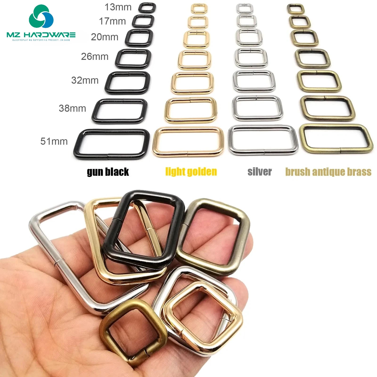 MZ Metal High Quality Thickened Square Buckle Clasp for DIY Bag Strap Accessories Handbag Leather Bag Strap Belt Dog Collar