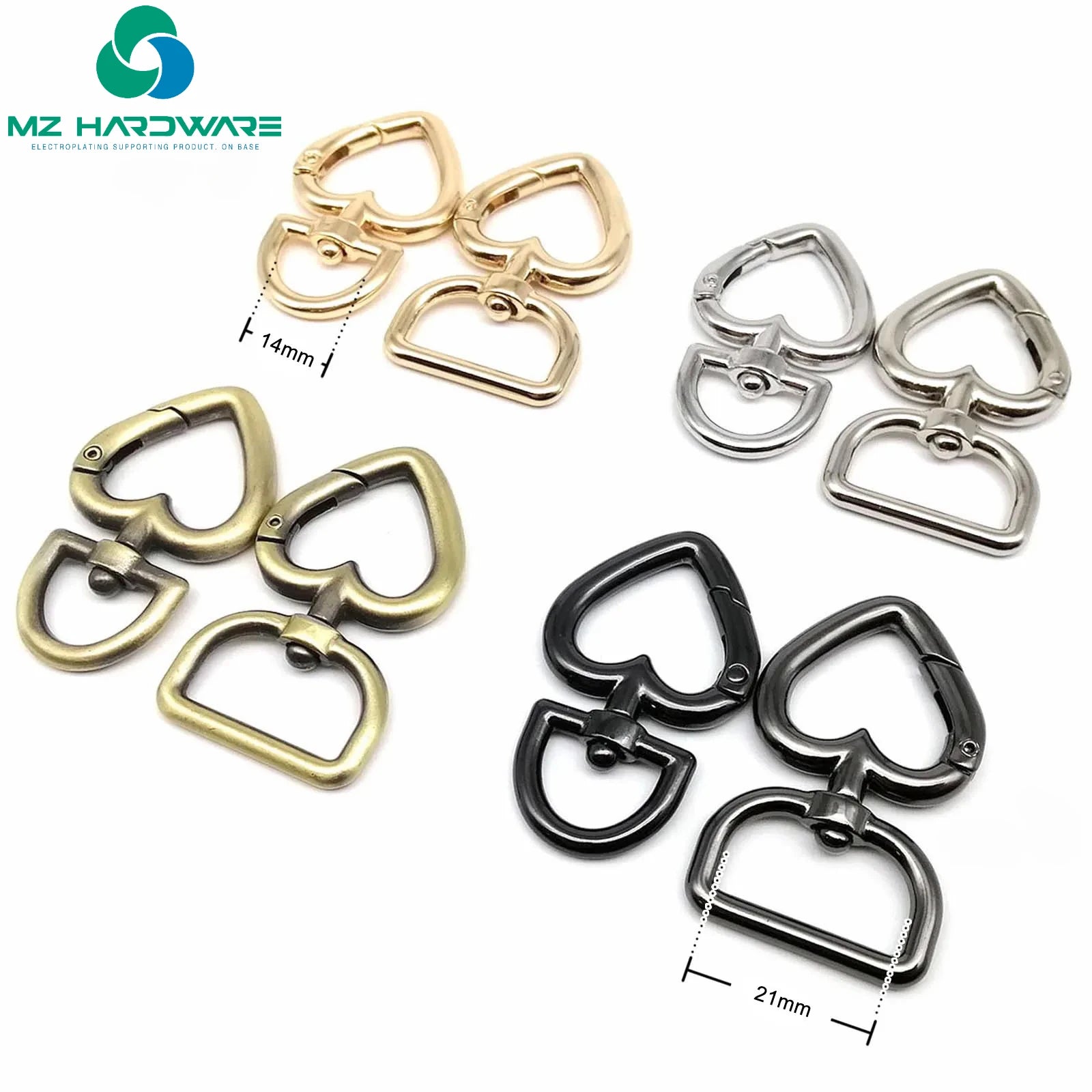Peach Heart Shape Key Findings Snap Clasp Trigger Hook Carabiner Spring Open O Belt Strap Buckle Leather Bag Handbag Accessories