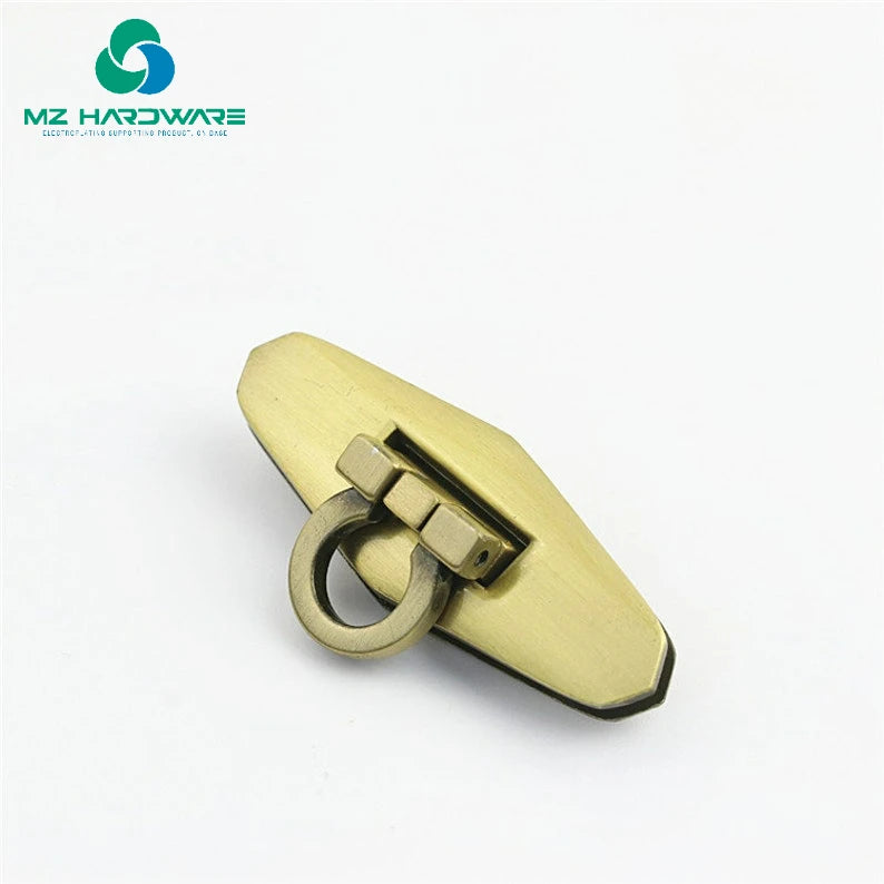 MZhardware High Quality Gold Die-casting Twist Lock Buckle Oval Lock for Luxury Leather Bags and DIY Handmade Bags