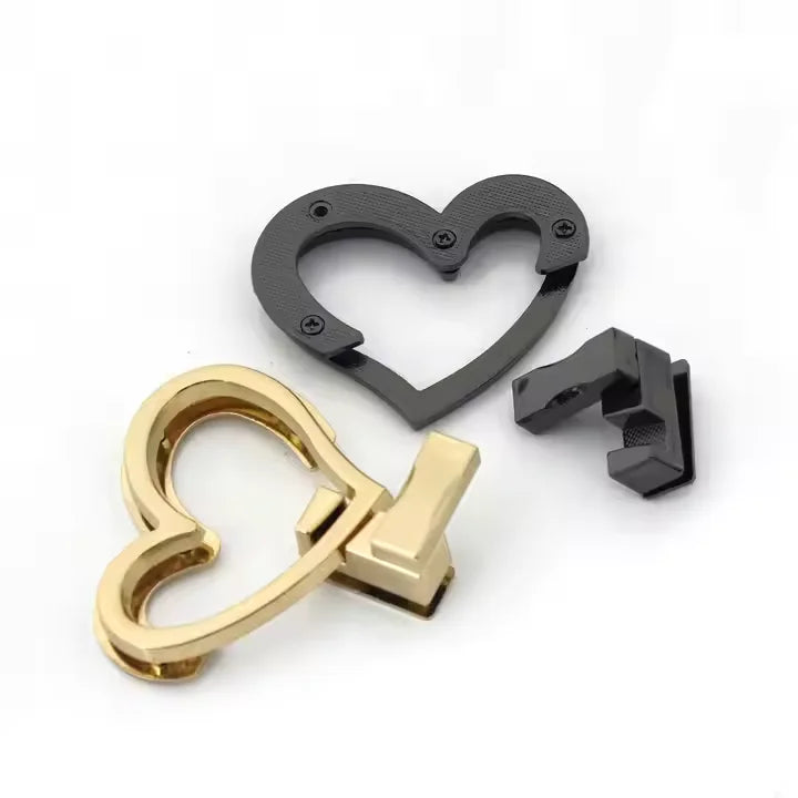 MZ Hardware Bag Accessories Handbag Clasp Closure Bag Hardware Swivel Twist Turn Locks Love Heart Shaped Locks for Bag Making