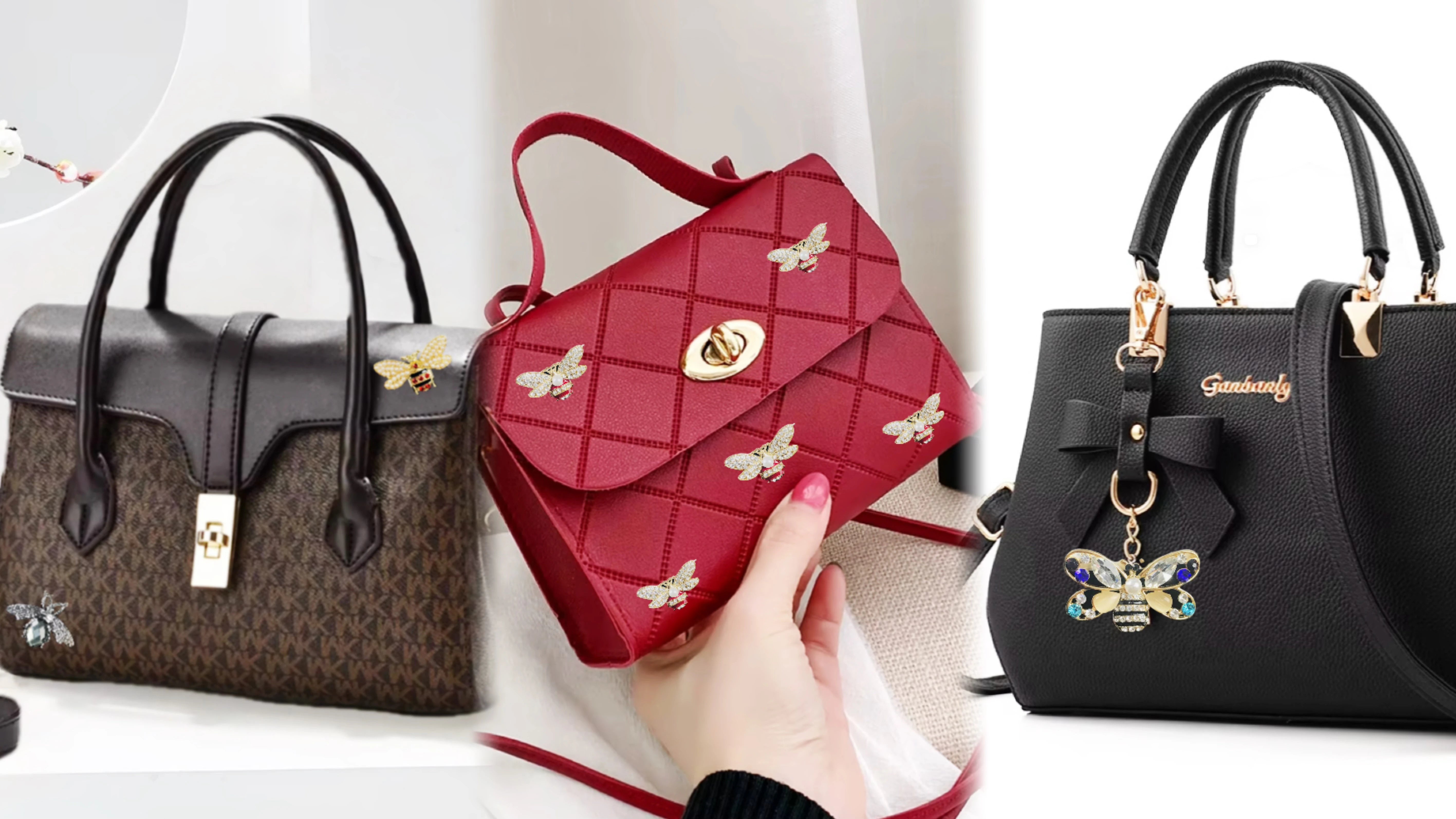 High Quality Customized Luxury Brand Hardware Bag Buckle Honey Bee Label Accessories Jewelry Alloy Pearl High Lock Tag Luggage