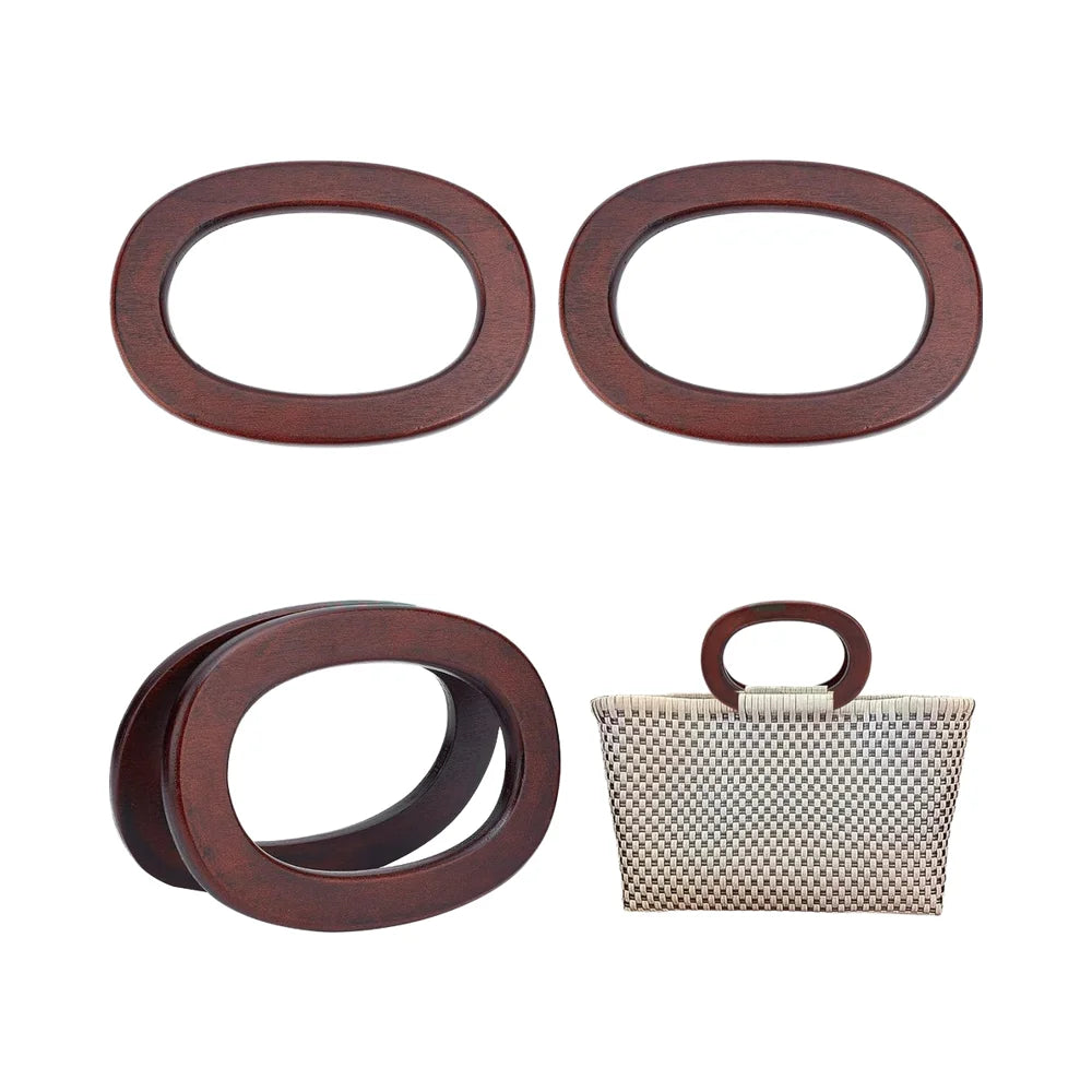 Oval Handbag Handle, Wooden Purse Handles Replacement Handmade Bag Purse Making Handles Decorative Handbag