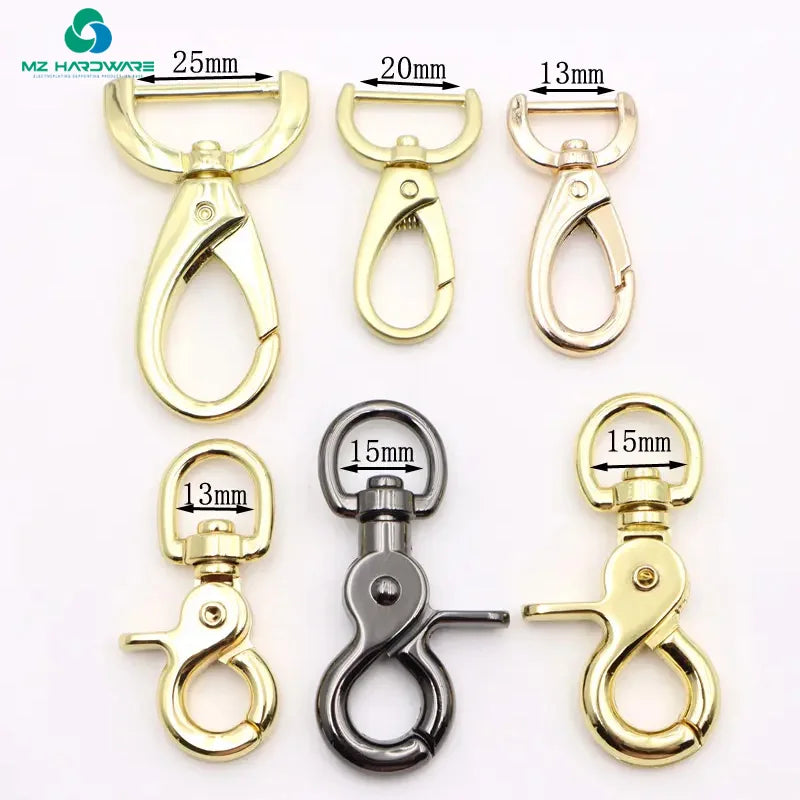 Luxury Waterproof Zinc Alloy Metal Swivel Carabiner Snap Hook Different Sizes Bag Clasp for Dog Leash Lanyard & Key Chain