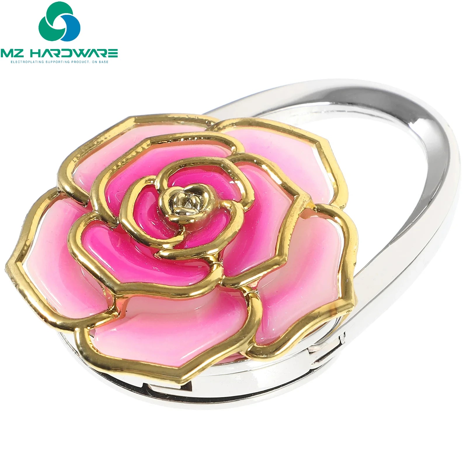 MZ Foldable Lock Hanger Bag Holder Key Flower Hook Purse Desk Hanging Bracket Multi Purpose Hooks Zinc Alloy Acrylic Portable
