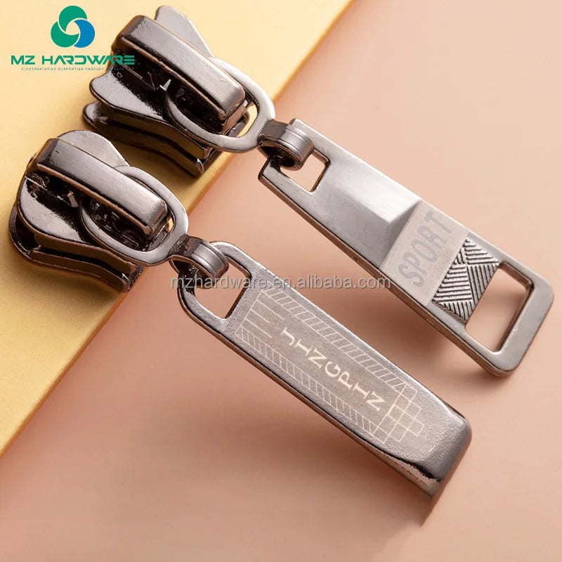 MZhardware Wholesale Custom Logo Metal Zipper Puller Auto Lock Zipper Slider Zipper Head for Bag