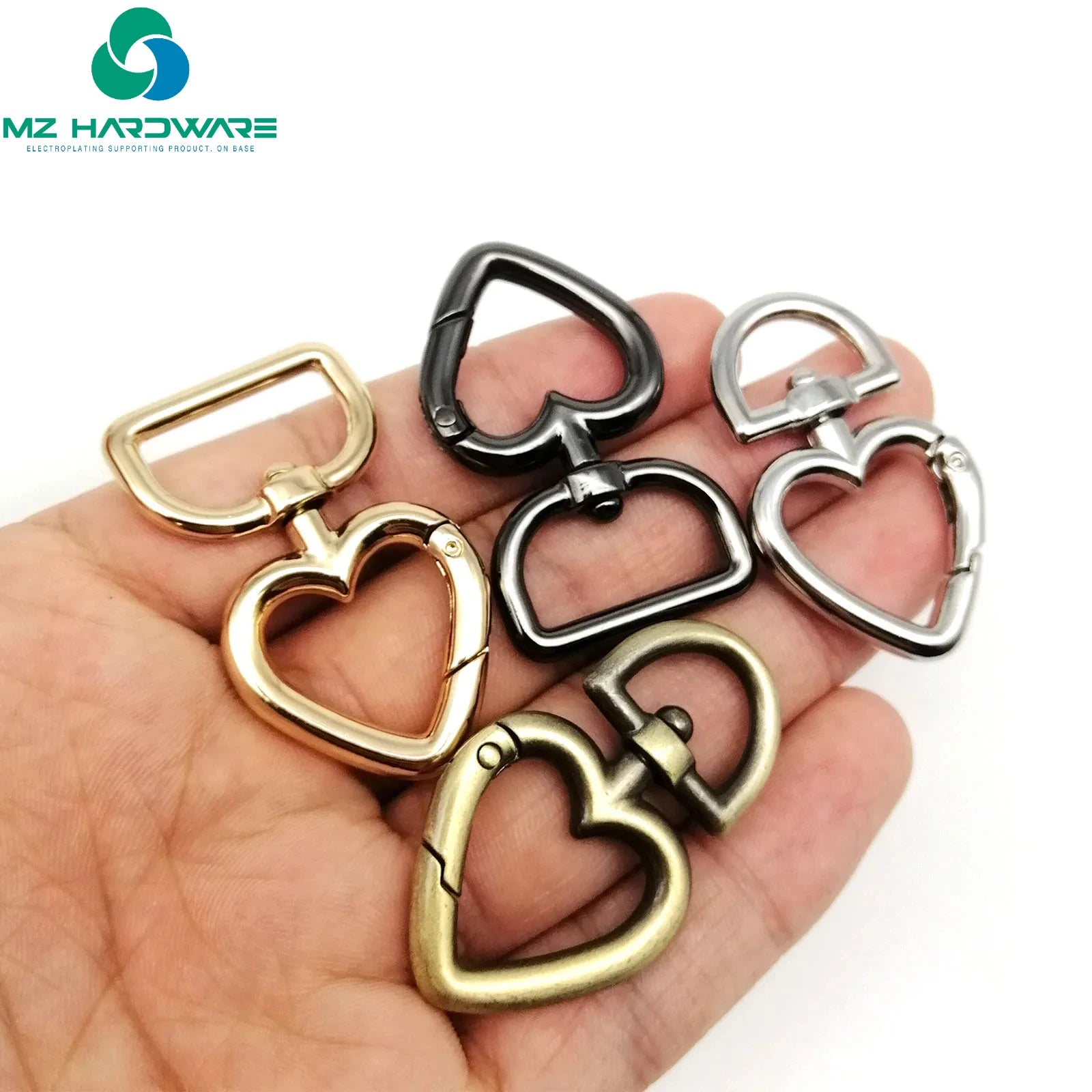 Peach Heart Shape Key Findings Snap Clasp Trigger Hook Carabiner Spring Open O Belt Strap Buckle Leather Bag Handbag Accessories