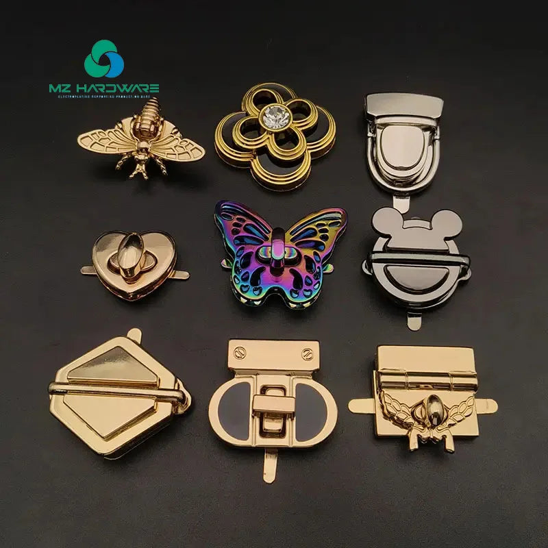 MZhardware Fashion Various Shapes of Handbag Buckles Decorative Handbag Interlock Diy Handmade Metal Twist Locks for Handbags