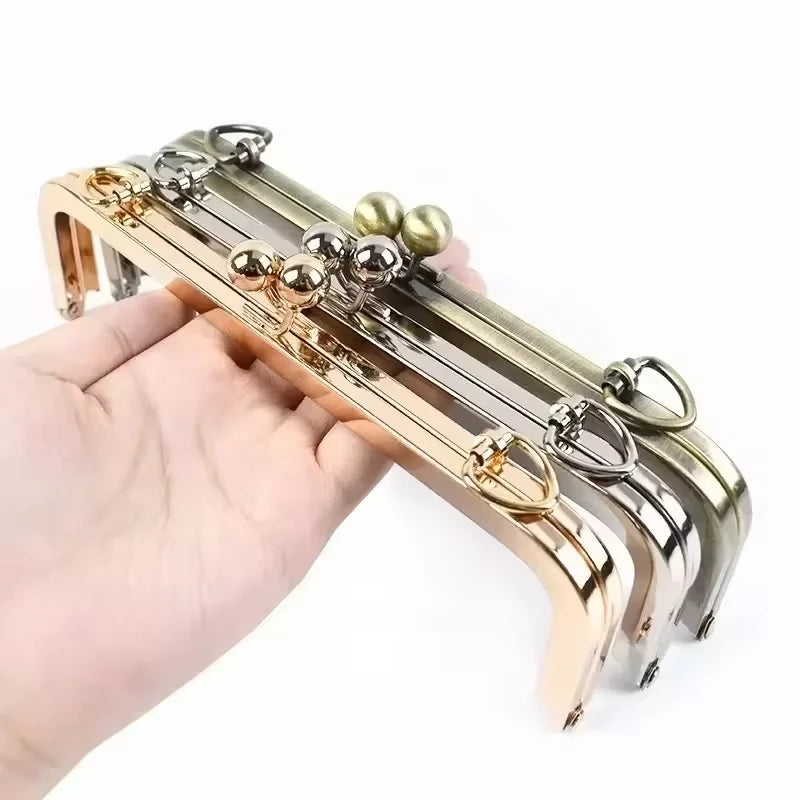 MZ Hardware Hand Bags Metal Purse Frame Square Buckle Handle Kiss Clasp Purse Frame Metal Purse Frame Clutch Bag