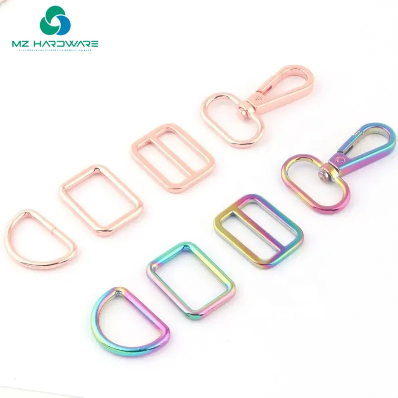 Rainbow Metal Swivel Claw Clasps,Dog Collar Hardware Adjuster Backpack Buckles Webbing Purse Hardware d Ring Belt