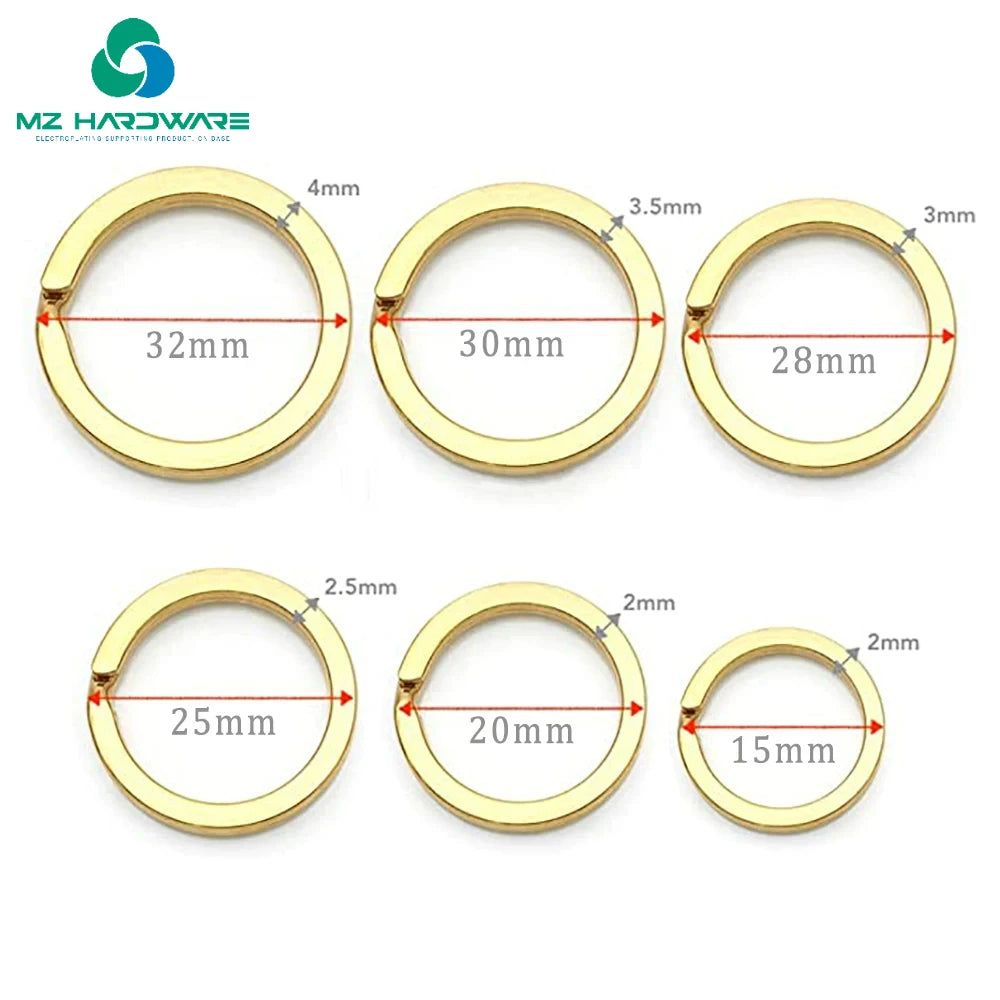 MZ High Quality Plated Keyring Hardware Keychain Metal Keychain Keyring Flat Ring Inner Diameter