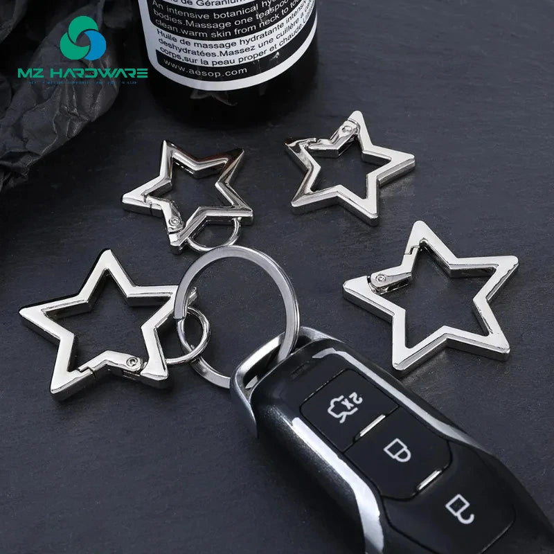 MZ Portable Metal Ring with Pentagram Star Shape Connection Buckle Spring Clasp for DIY Keychain Tariff Preferences