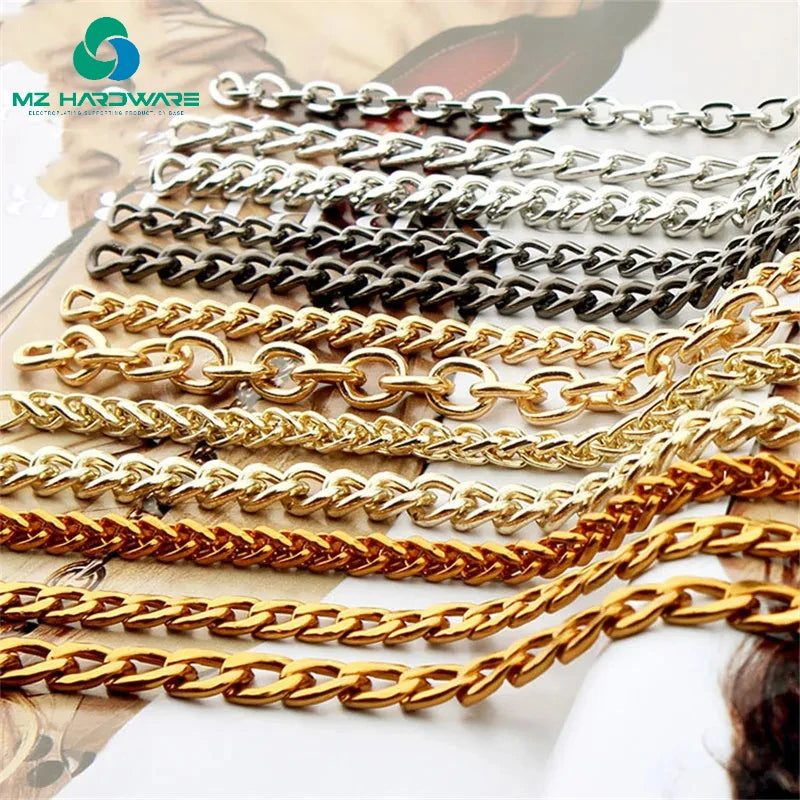 MZ Adjustable Chain Strap for Crossbody Leather and Steel Chain Strap with Ring Crossbody Replacement for Handbag Shoulder Bag