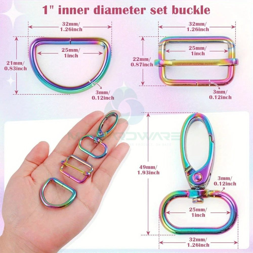 Stainless Steel Swivel Clasps D-Ring Buckles Rotating Lobster Clasp 25mm Mixed Color Hardware for Dog Collars