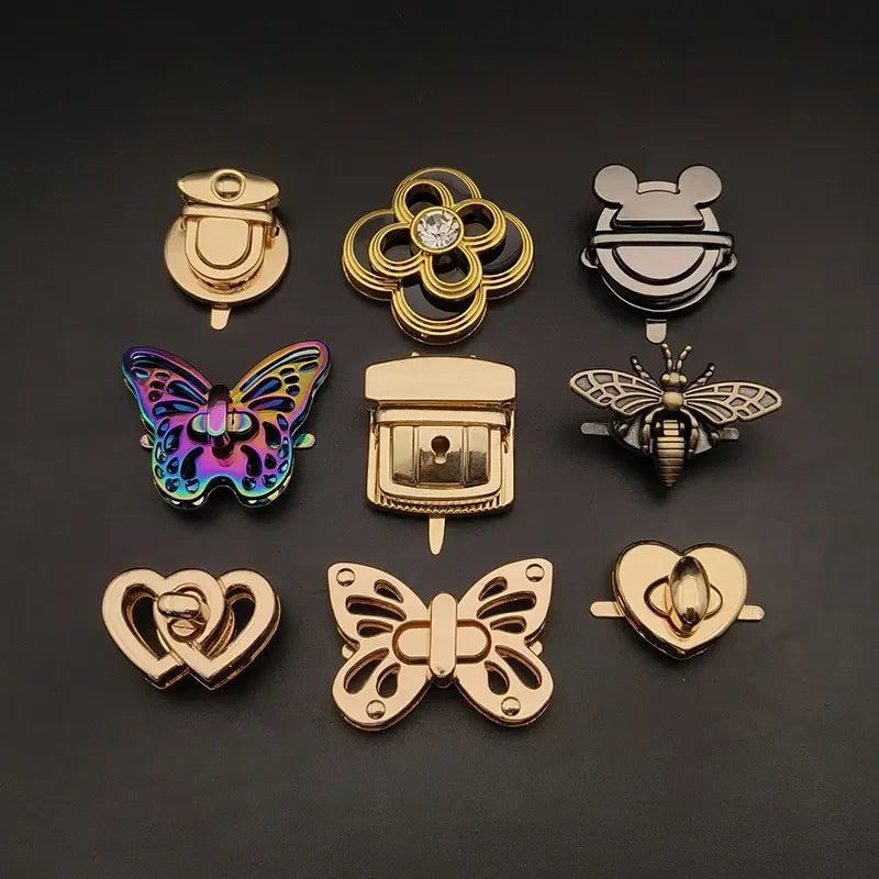 MZhardware Fashion Various Shapes of Handbag Buckles Decorative Handbag Interlock Diy Handmade Metal Twist Locks for Handbags